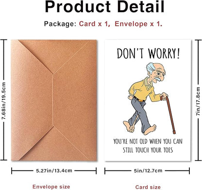 Funny Birthday Card for Him, Husband, Dad, Grandfather; Greeting Card for Men, Old Age; 50th, 60th, 70th Birthday