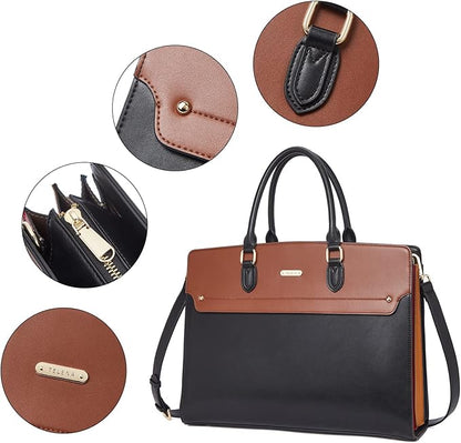 Telena Laptop Tote Bag for Women, 15.6 Inch Shoulder Tote Bag Leather Briefcase for Women, Large Capacity Handbag Bags