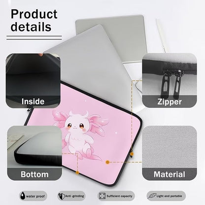 Cute Axolotl Laptop Sleeve for Women 12 inch Lap Top Case Slightly Laptop Pouch with Humanize Design Computer Carrying Case Easy to Clean Laptop Accessories Pink Tablet Bag
