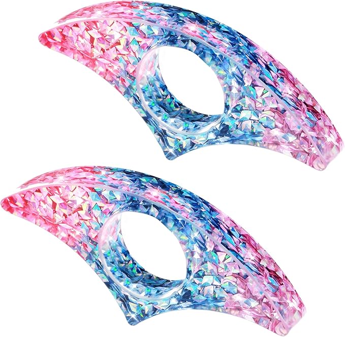 Rhinestones Book Page Holder, Glitter Crystal Thumb Book Holder, Sector Resin Book Opener Handmade Thumb Bookmarks Reading Accessories for Birthday Party Wedding Gifts(Pink Blue)