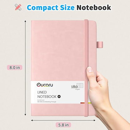 Lined Journal Notebook, 4 Pack, 180 Pages, A5 Journals for Writing, 100 GSM Thick Paper, Small Notebooks Daily Journal for Women Men Work, Business, School, Travel Supplies