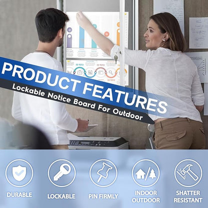 SWANCROWN Enclosed Bulletin Board Grey Felt Displays Boards Weather Resistant Wall Mounted Notice Case,28x20inches