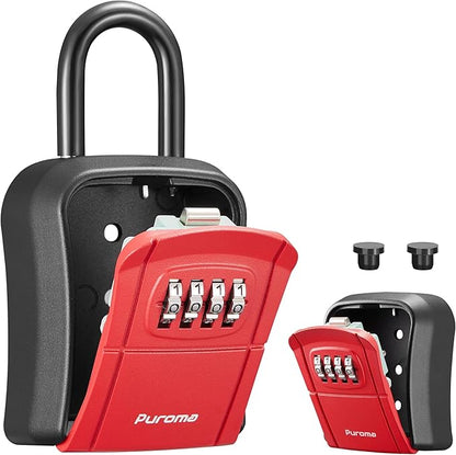 Puroma Key Lock Box, Portable Combination Lockbox Wall-Mounted Key Storage Box for House Keys, Resettable Code Safe Security Lock Box for Home, Office, Apartment Spare Key Storage (1 Pack, Red)