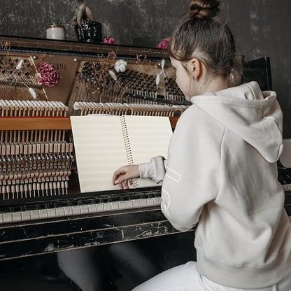 MAXCURY Blank Sheet Music Composition Manuscript Staff Paper Art Music Notebook Black 100Pages 26x19cm (Notes Family)