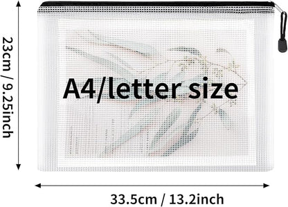 EOOUT 16pcs Mesh Zipper Pouch, Puzzles, Board Game Storage Bags for Organizing, Waterproof Zip File Bags, Letter Size, A4 Size, for School Office Supplies, Storage Bags, 8 Colors
