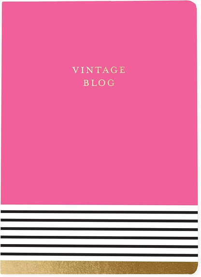 Graphique Soft Cover Journal,"Vintage Blog" Design - 200 Ruled Pages, Embellished with Gold Foil, 6" x 8.25" x .5" - Durable Notebook for Notes, Lists, Recipes, and More