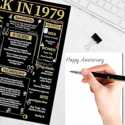 Joycard 46th Anniversary Card for Women Men, Gold Wedding Card for Wife Husband, Sweet Marriage Decorations Gifts for Couple, Perfect for Her Him on Anniversary Day, Back in 1979