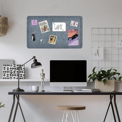 Vuzvuv Dark Grey 28"x16" Large Cork Board with 50 Push Pins & Sticky Notes, Self-Adhesive Bulletin Board No Damage for Wall, Felt Pin Board for Paste Notes, Photos, Schedules Offices Home