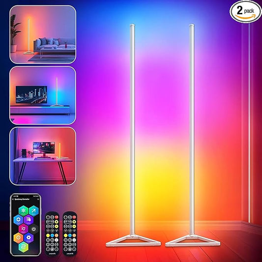 Floor Lamp,16 Million Colors LED Floor Lamps 141 cm Lamps for Living Room with Music Sync,Standing Lamp with App and Remote Control,Gaming Ambient Lighting Corner Lamp Bedroom Decor