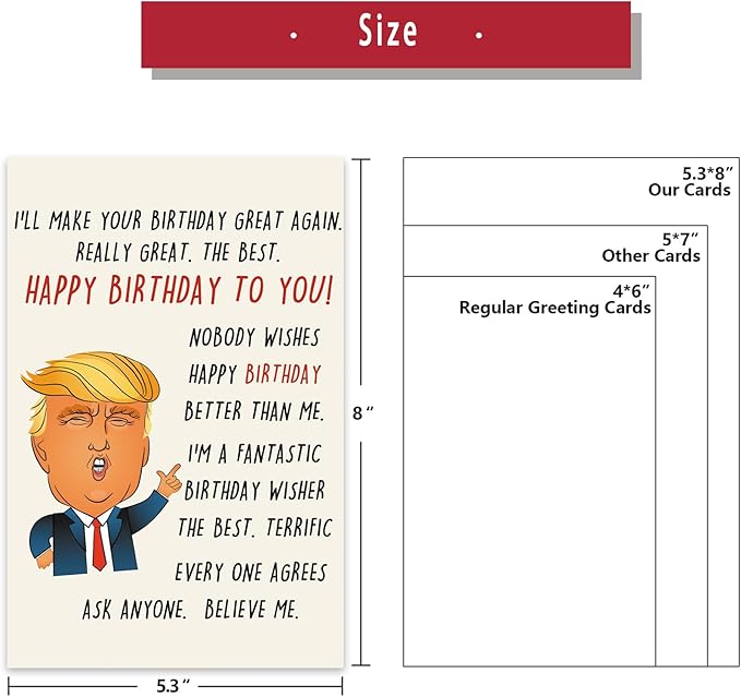 Funny Trump Birthday Card for Women Men, Humorous Birthday Gifts Card for Boyfriend Girlfriend, Great Birthday Greeting Card for Husband Wife