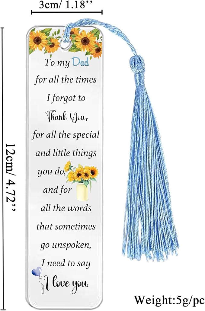Daddy Gifts for Men Acrylic Plaque Bookmark Set Birthday Gifts for Dad Personalised Heart Keepsake Bookmarker Fathers Day Christmas Gifts for Papa from Daughter Son Dad You are The World