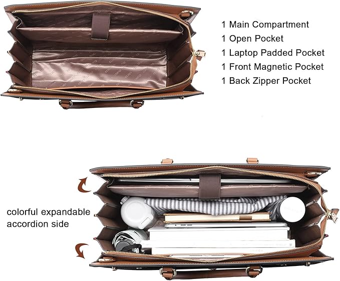 CLUCI Briefcase for Women Leather Laptop 15.6 Inch Business Ladies Work Computer Tote Bags