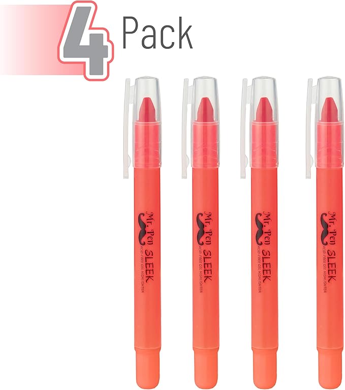 Mr. Pen No Bleed Gel Highlighter, Bible Highlighters, Pink, Pack of 4