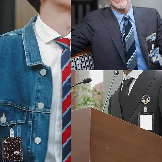 ID Badge Holder with Lanyard & Retractable Badge Reel Cute Key Lanyard for Women Men Girls for ID Badges Aesthetic Nurse Keychain Neck Lanyard for Keys, Cool Goth Moon Sun Reel Car Key Lanyard