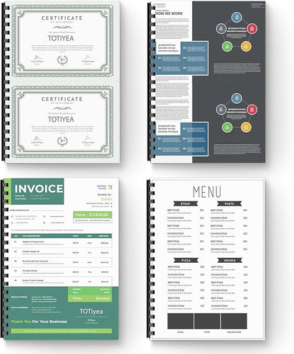 TOTiyea 200 Pack Plastic Binding Comb Spines,1/2 Inch Diameter,90 Sheet Capacity,Letter Size (8.5x11 Inches) Black Color Binding Comb Spines