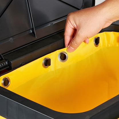 Restaurantware-Clean Tek Professional 3-Shelf Janitor Cart with Wheels, 1 Cleaning Trolley with Cover and 21 Gallon Bag - Includes 1 Double Locking Cabinet, Heavy-Duty, Gray Plastic Janitorial Cart