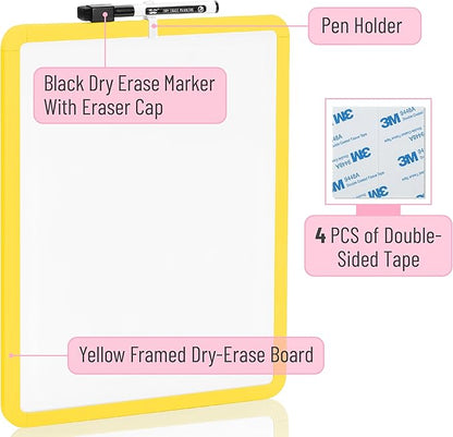 Mr. Pen- Dry Erase Board, 14” x 11” with a Black Dry Erase Marker, Yellow Frame, Small White Board, White Board for Kids, White Board for Students, Small Dry Erase Board, Mini White Board