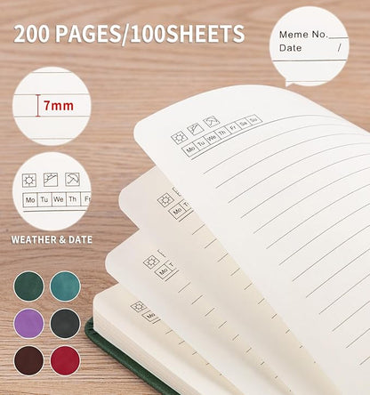 Lined Journal Notebook for Women Men, A5 Hardcover Leather Journals for Writing, 200 Pages Thick Paper, Daily Journal Notebook for Work, School, Note Taking, Business, Travel, College Ruled