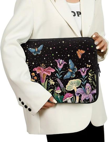 Butterfly Flower Laptop Sleeve for Women 12 inch Lap Top Case Portable Laptop Protector Zippered Pouches with Humanize Design Computer Carrying Case Star Briefcase