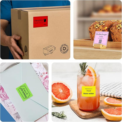 Clabel Thermal Label 1.57'' x 1.18'' (40x30mm) Self-Adhesive Stickers for 220B/221B/230B Label Maker 330 Labels/Roll Black Text on Red Paper in Stronger Waterproof Tear-Resistant for Business Home