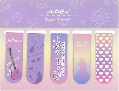 5Pcs Magnetic Bookmarks T-S Bookmarks Page Markers for Fans Readers, Women, Men, Book Lovers, Students Teachers, Funny Office Supplies Stationery Gifts Used in Office, School, Home (Purple)