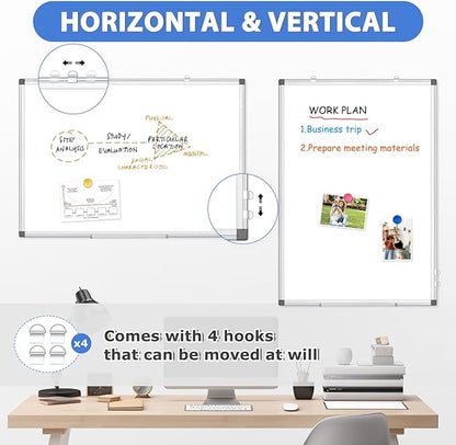 WALGLASS Large White Board, 72" x 40" Double-Sided Dry Erase Board Magnetic Whiteboard for Wall, Hanging Mounted Whiteboard Silver Aluminium Frame for Home, School, Office