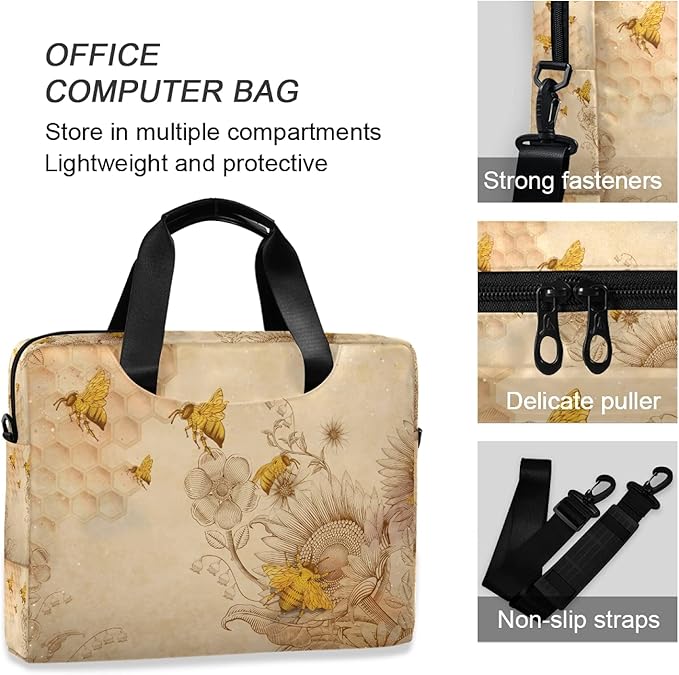 ALAZA Honey Bees Wildflowers Laptop Messenger Bag Case Sleeve Briefcase for Men Women, Multi03