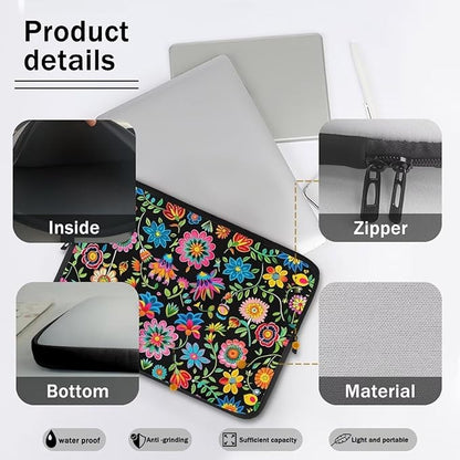 Colorful Flower Lap Top Case for Women Girls 13 inch Laptop Sleeve Portable Computer Sleeve Bag Portable Laptop Protector with Multiple Uses Ideal Gifts for Women Girls Tablet Bag