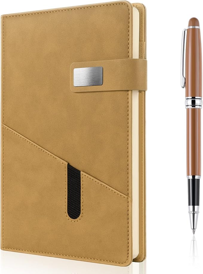 A5 Blank Journal Notebook, Refillable Hardcover Leather Sketchbook with Pocket and Magnetic Buckle, 240 Pages Thick Travel Sketchbooks for Drawing and Writing, 80gsm Unlined Journal for Men and Women