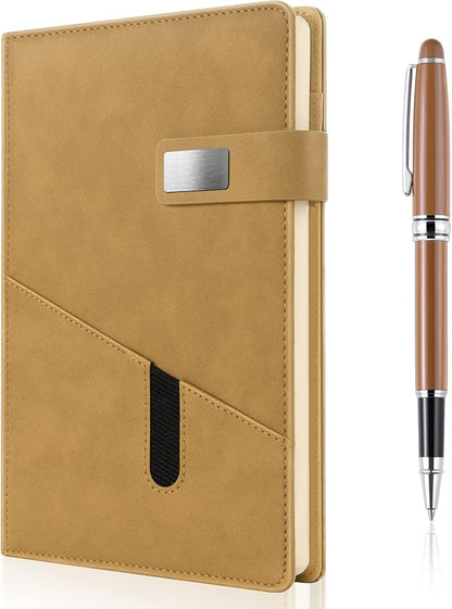 A5 Blank Journal Notebook, Refillable Hardcover Leather Sketchbook with Pocket and Magnetic Buckle, 240 Pages Thick Travel Sketchbooks for Drawing and Writing, 80gsm Unlined Journal for Men and Women