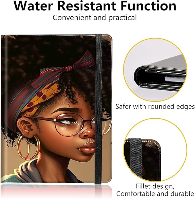 PU Leather Padfolio Folder Clipboard Portfolios Organizer Conference Document Organizer with Business Card Holder Storage Clipboard Writing Pad,Black African American