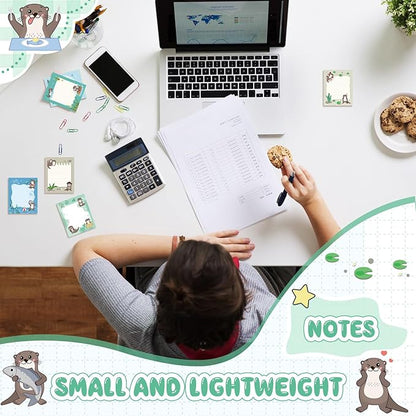 Sabary 9 Pads Sticky Notes 3.15 x 3.94 Inches Cute Self Sticky Note Pads Colored Adhesive Notepad for Memo Reminder Journal Studying Office Home Gift (Otter)