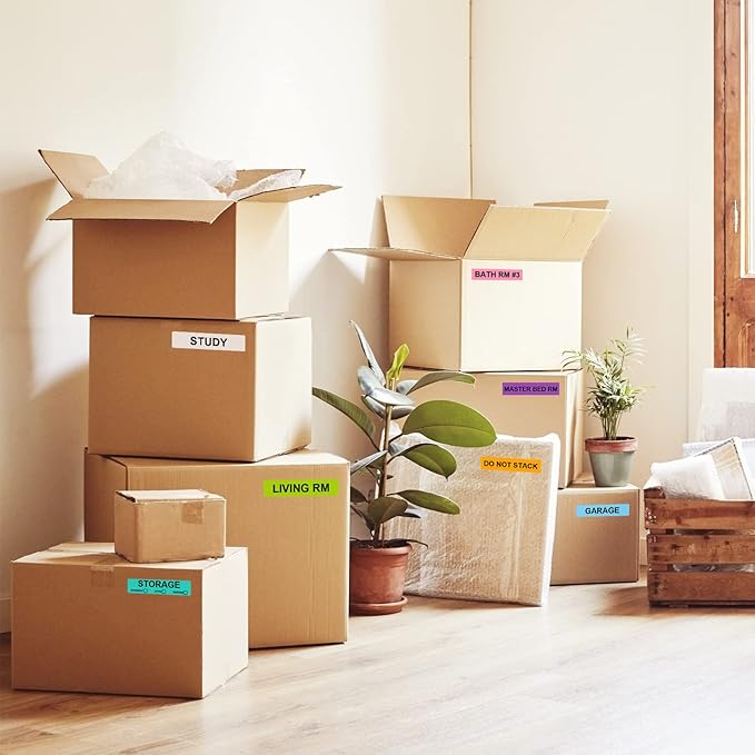 1440 Count Home Moving Labels,24 Rolls Different Color Coding Moving Labels for Boxes Stickers + Fragile Moving Stickers + 2 Blank Label roll is for Customized use-Moving-Labels