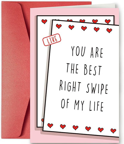 SuperShunhu Swipe Dating Card, Met Online Dating Anniversary Card for Him Her, Funny Valentine's Card for Online Dating Couple, Dating App Right Swipe Love Card