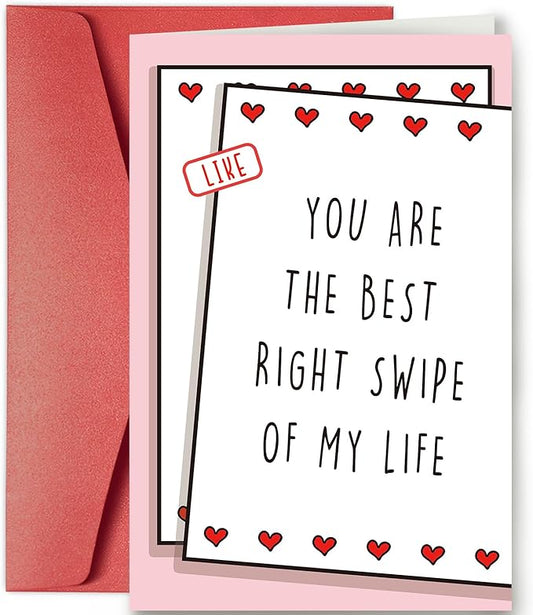 SuperShunhu Swipe Dating Card, Met Online Dating Anniversary Card for Him Her, Funny Valentine's Card for Online Dating Couple, Dating App Right Swipe Love Card