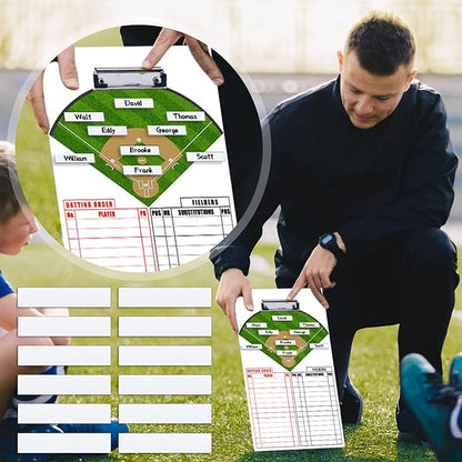 Deekin 60 Pack 2.36 x 0.51 Inches Magnetic Baseball Lineup Board Tabs White Magnetic Dry Erase Labels Write Wipe Magnet Strip for Dugout Name Tags Softball Line up Board Clipboard Calendar Home Office
