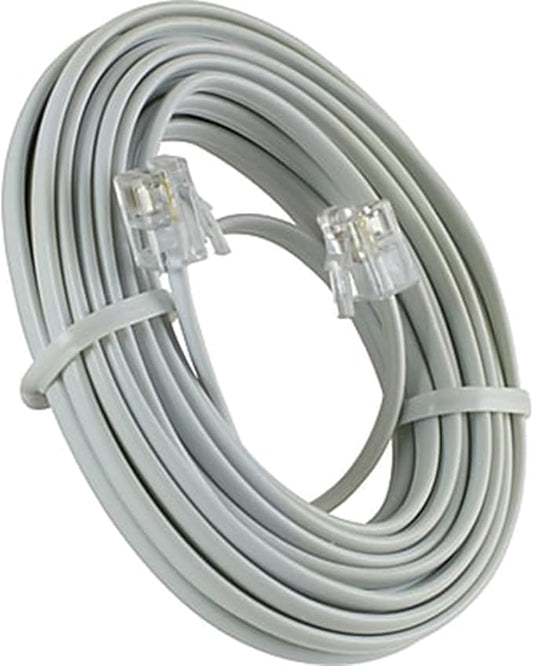 Power Gear Telephone Line Cord, 15 Feet, Phone Cord, Modular Jack Ends, Works for Phone, Modem or Fax Machine, for Use in Home or Office, White, 76192