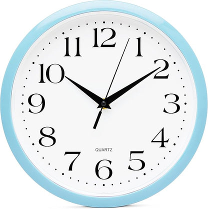 Bernhard Products Light Blue Wall Clock Silent Non Ticking - 12 Inch Quality Quartz Battery Operated Round Easy to Read Home/Kitchen/Office/Classroom/School Clock