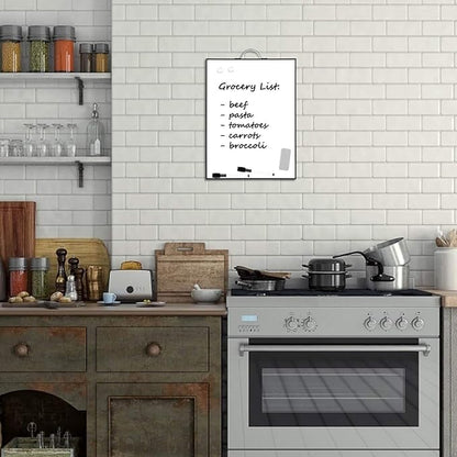 TSJ OFFICE Small White Board - 16" X 12" Portable Black Aluminum Framed Whiteboard, Magnetic Dry Erase Board with a Handle, to Do List Notepad for Office, Home, School