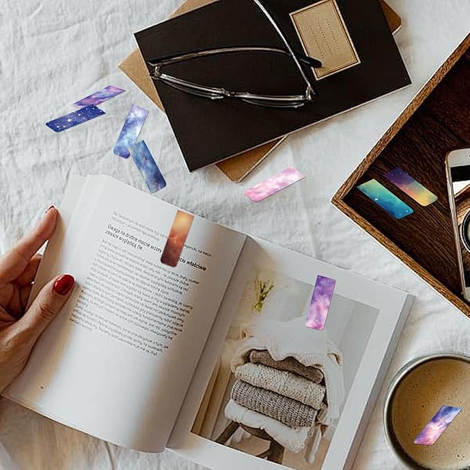 48 Pieces Magnetic Bookmarks Magnet Page Markers - Book Marks for Reading Women & Men with Storage Boxes - Cute Magnet Bookmark Clips for Reading Pleasure（Stars）