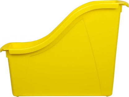 Storex Small Book Bin – Interlocking Plastic Organizer for Home, Office and Classroom, STEM Yellow, 6-Pack (71112A06C)