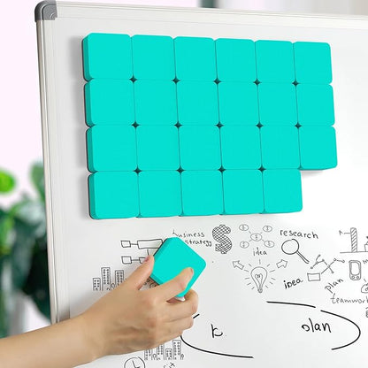 MaxGear Dry Erase Erasers, 48 Pack Magnetic Whiteboard Erasers for Classroom, Mini Whiteboard Cleaning Pads Bulk, Chalkboard Wiper Teacher Supplies for School, Office, Home (Green, 2 x 2 x 0.6 Inch)
