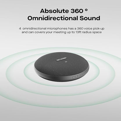 MP Mobile Pixels Bluetooth Conference Speakers with 4 Microphone, 13ft Omnidirectional Voice Pickup, USB-C Plug&Play，Noise Reduction, Compatible with Zoom/Teams/Skype/Google Meet