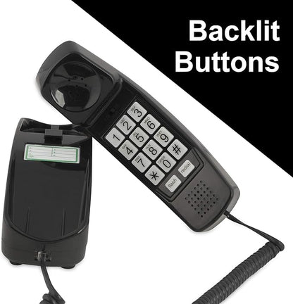 iSoHo Big Button Corded Phone for Seniors – Easy-to-Use Landline with Lighted Keypad, Ergonomic Handset & No Power Needed – Retro Home Phone for Elderly, Visually Impaired & Hard of Hearing, Black