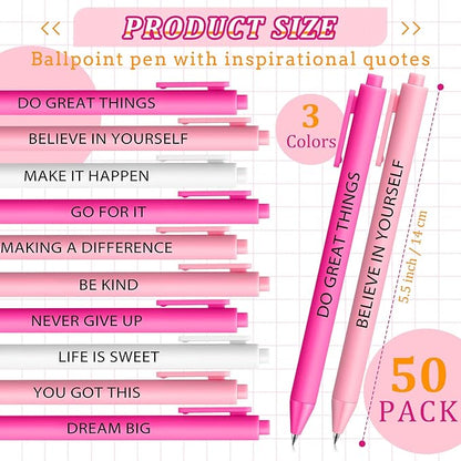 50 Pcs Gel Ink Pens Motivational Inspirational Quote Pen Retractable Rolling Ball Smooth Writing for Coworkers Supplies Office Home(Elegant Color,Boss Lady)