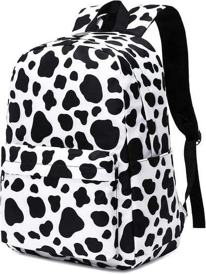 Cow Print School Backpack for Teens Girls, Womens College Bookbags Kids School Bags Laptop Backpacks