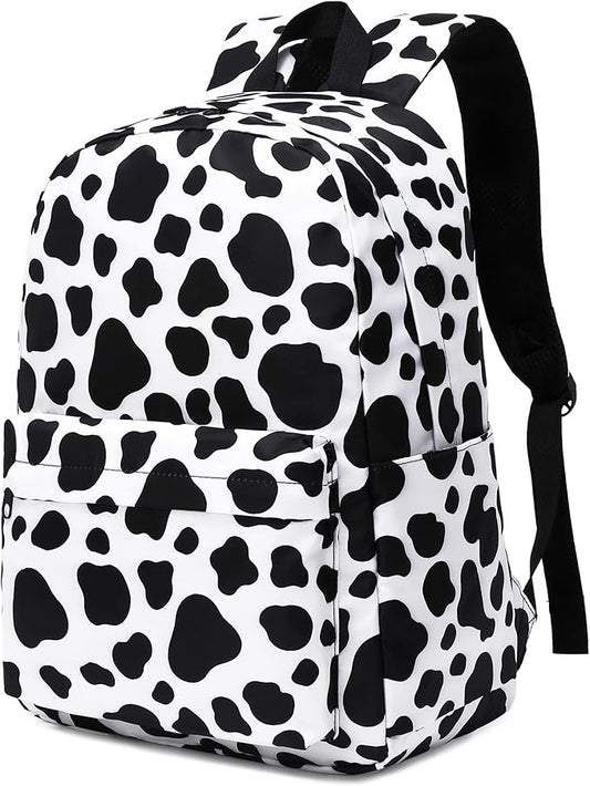 Cow Print School Backpack for Teens Girls, Womens College Bookbags Kids School Bags Laptop Backpacks