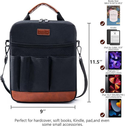 Book Sleeve with Zipper, Book Covers for Book Lovers, Multi-pocket Book Protector Cover with Shoulder Strap,Book Bag for Ipaad, kidle - Back to School Book Accessories