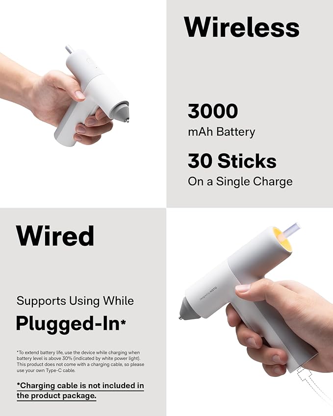 HOTO Cordless Hot Glue Gun Kit – 40 Glue Sticks, 30s Fast Preheating, 3000mAh, Dual Anti-Scald Protection & Auto Dispensing – Safe for Kids, Anti-Drip Nozzle, Perfect for DIY, School Crafts & Repairs
