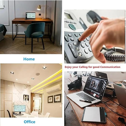 RJ11 Cable 4 Way Telephone Splitter 3 Pack, Black, Splitter 6P4C Connector Phone Line Cord Adapter with Cable for Landline Telephone Wire, Suitable for Telephone, Fax Machine